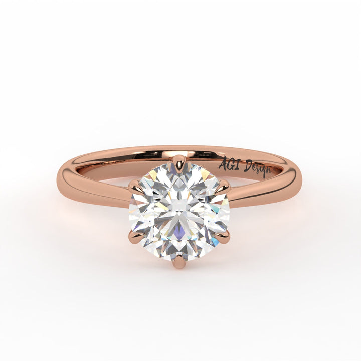 AGI Design Sera Round Lab Created Diamond Engagement Ring