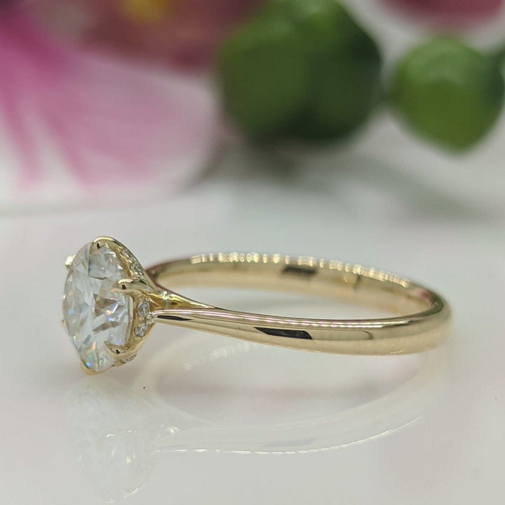 AGI Design Sera Round Lab Created Diamond Engagement Ring