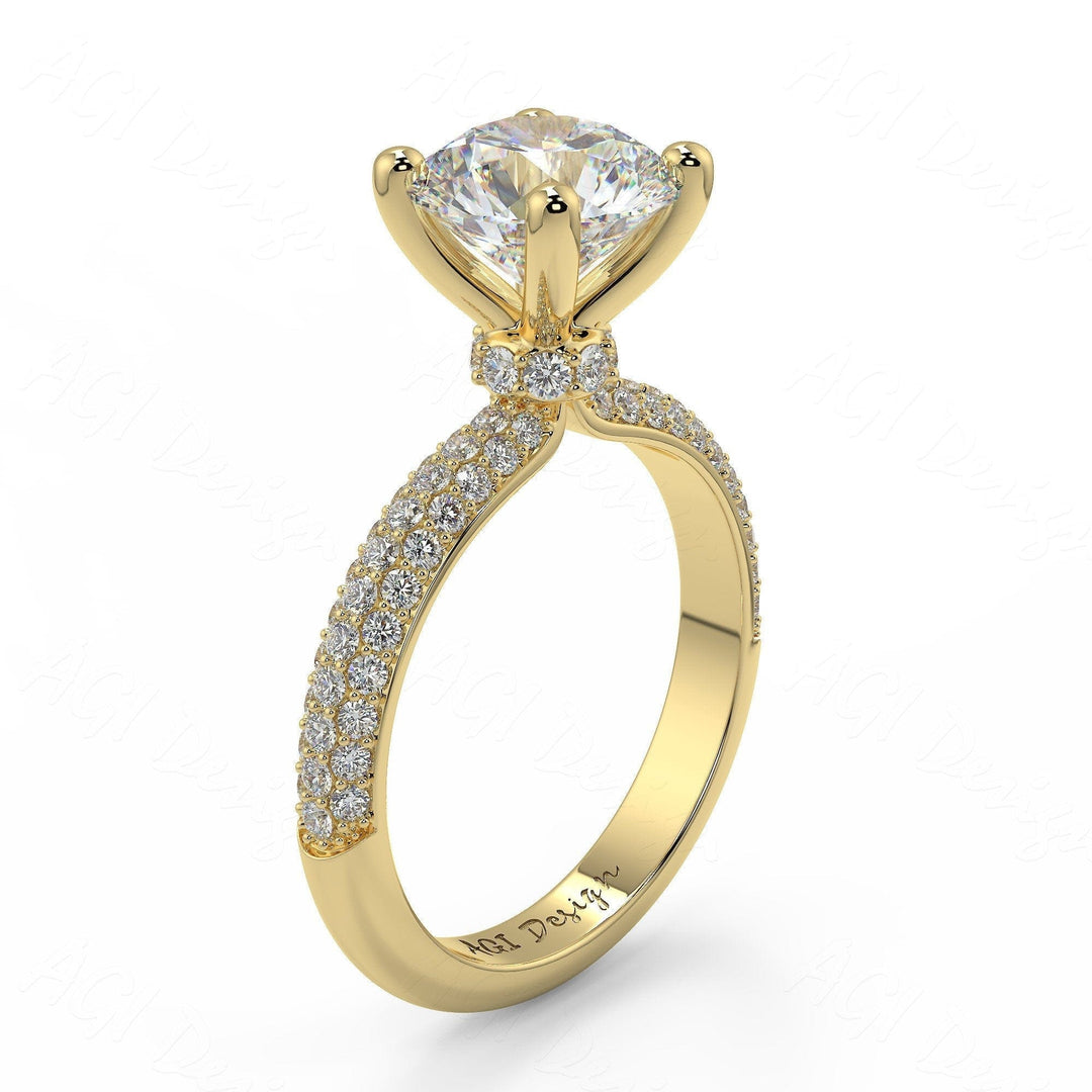 AGI Design Sophia Round Lab Created Diamond Engagement Ring