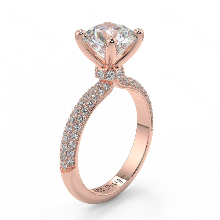 AGI Design Sophia Round Lab Created Diamond Engagement Ring