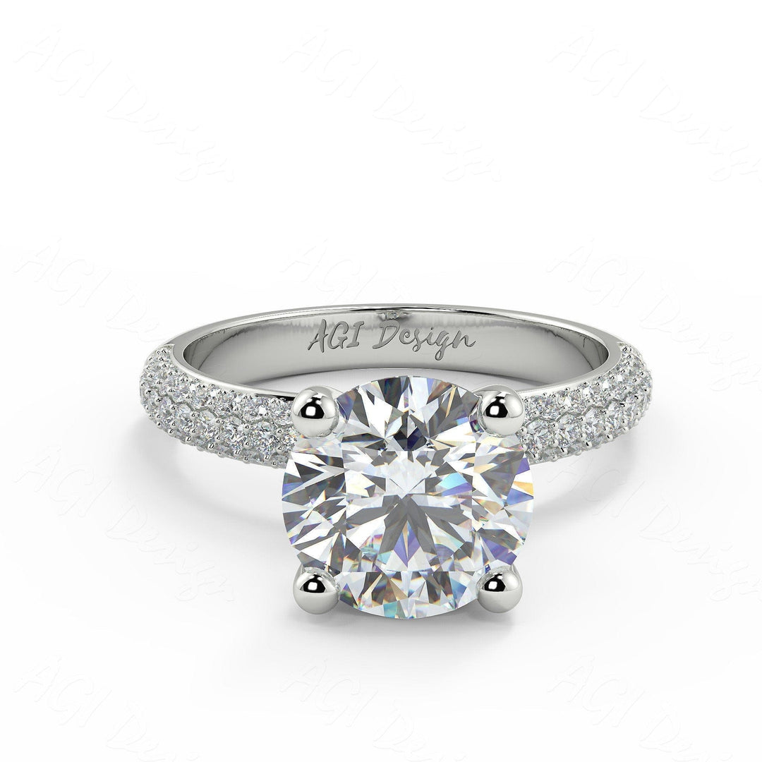 AGI Design Sophia Round Lab Created Diamond Engagement Ring