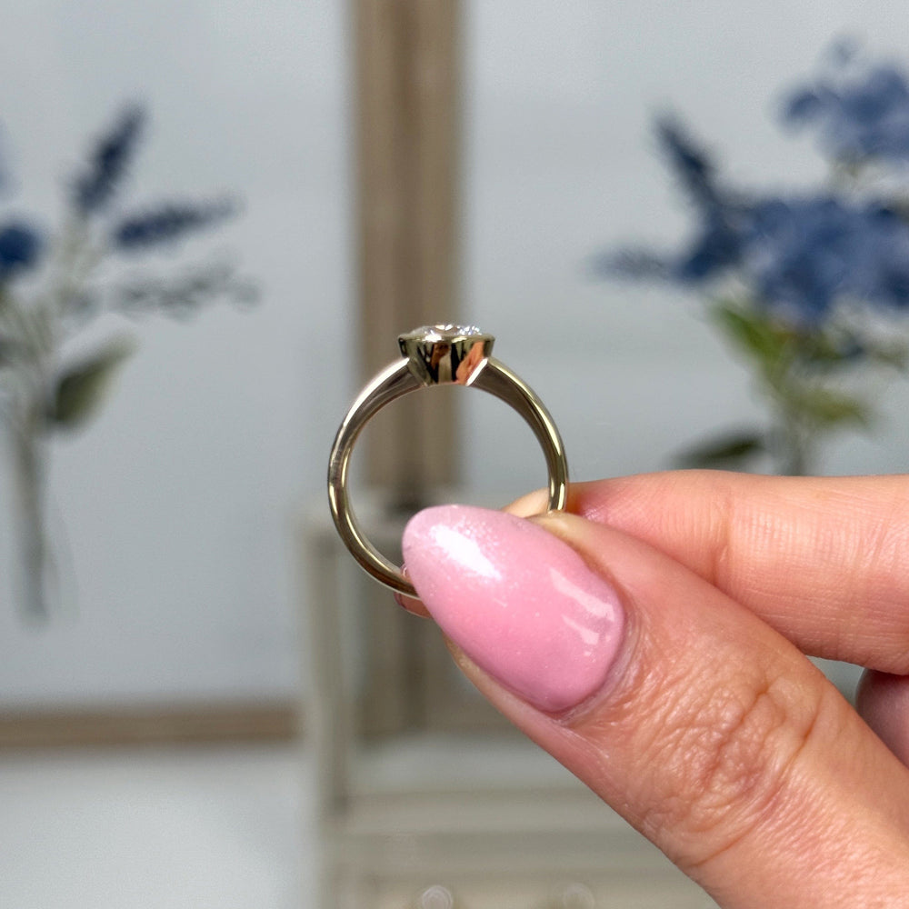 AGIDesignShop Susan Round Lab created diamond Bezel Engagement Ring