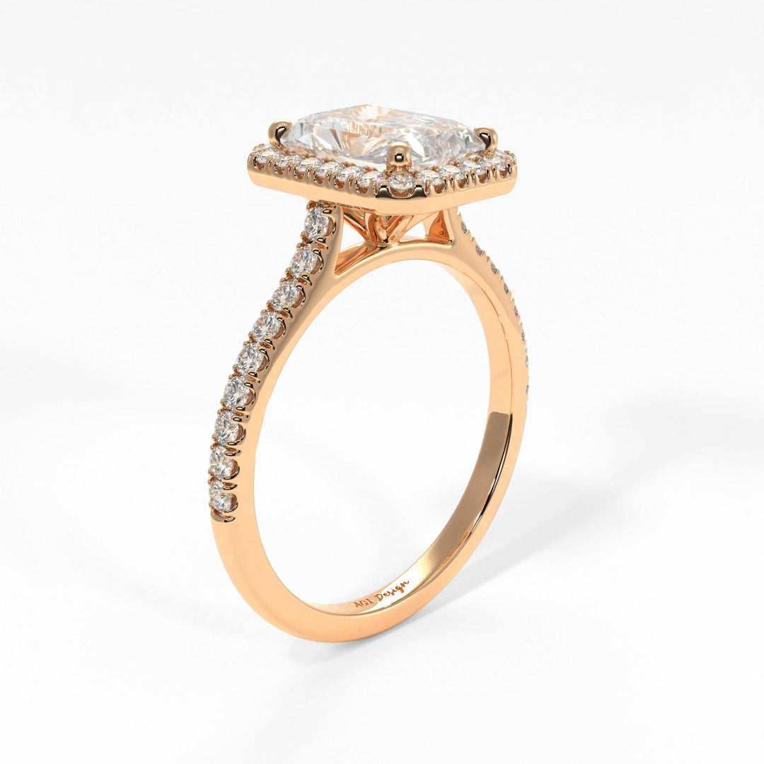 AGI Design Victoria Radiant/Emerald Lab Created Diamond Engagement Ring