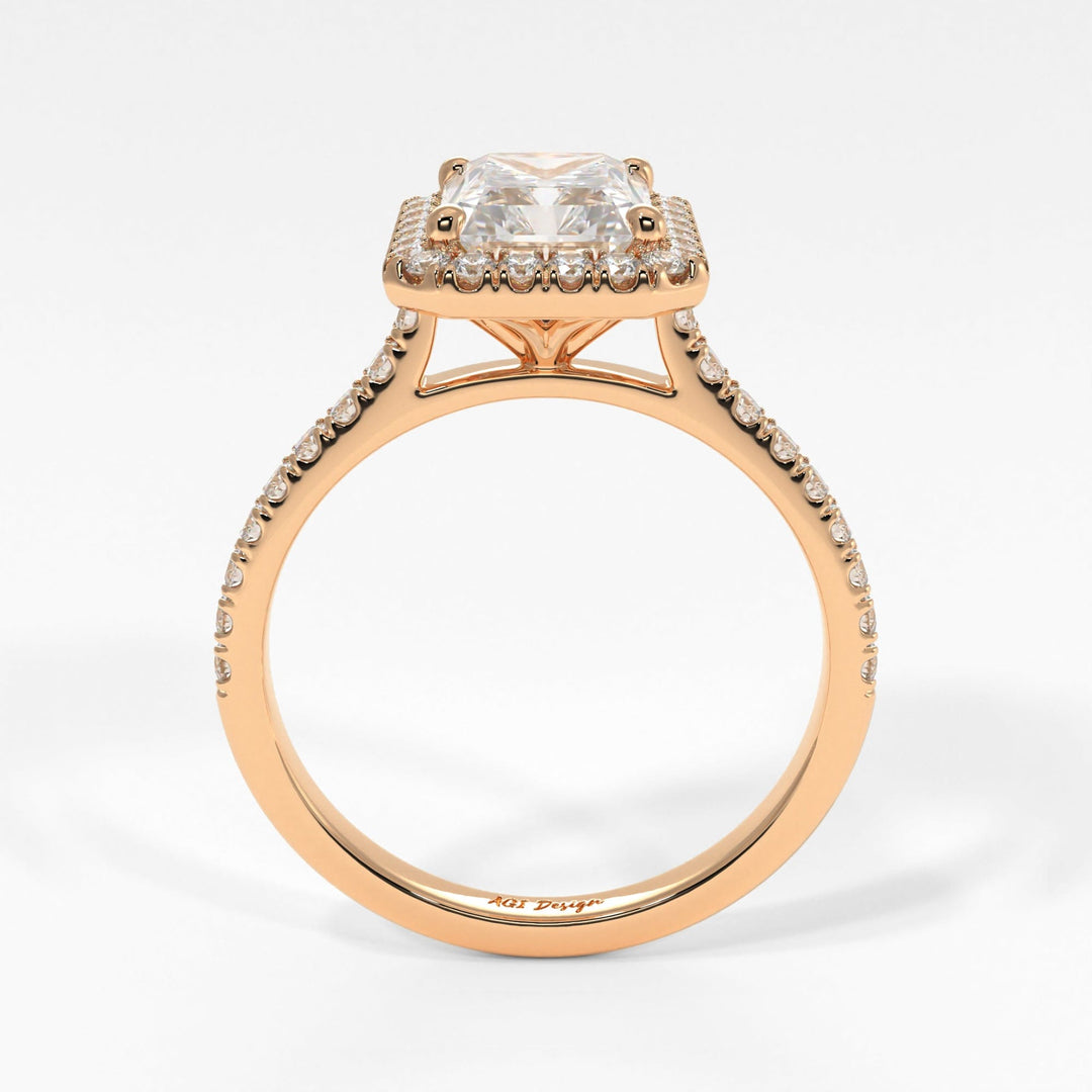 AGI Design Victoria Radiant/Emerald Lab Created Diamond Engagement Ring