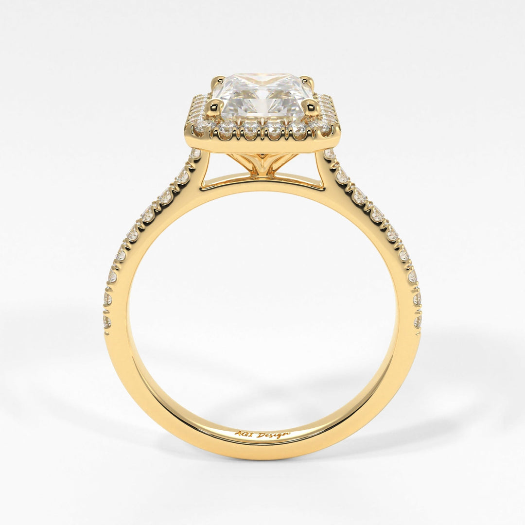 AGI Design Victoria Radiant/Emerald Lab Created Diamond Engagement Ring