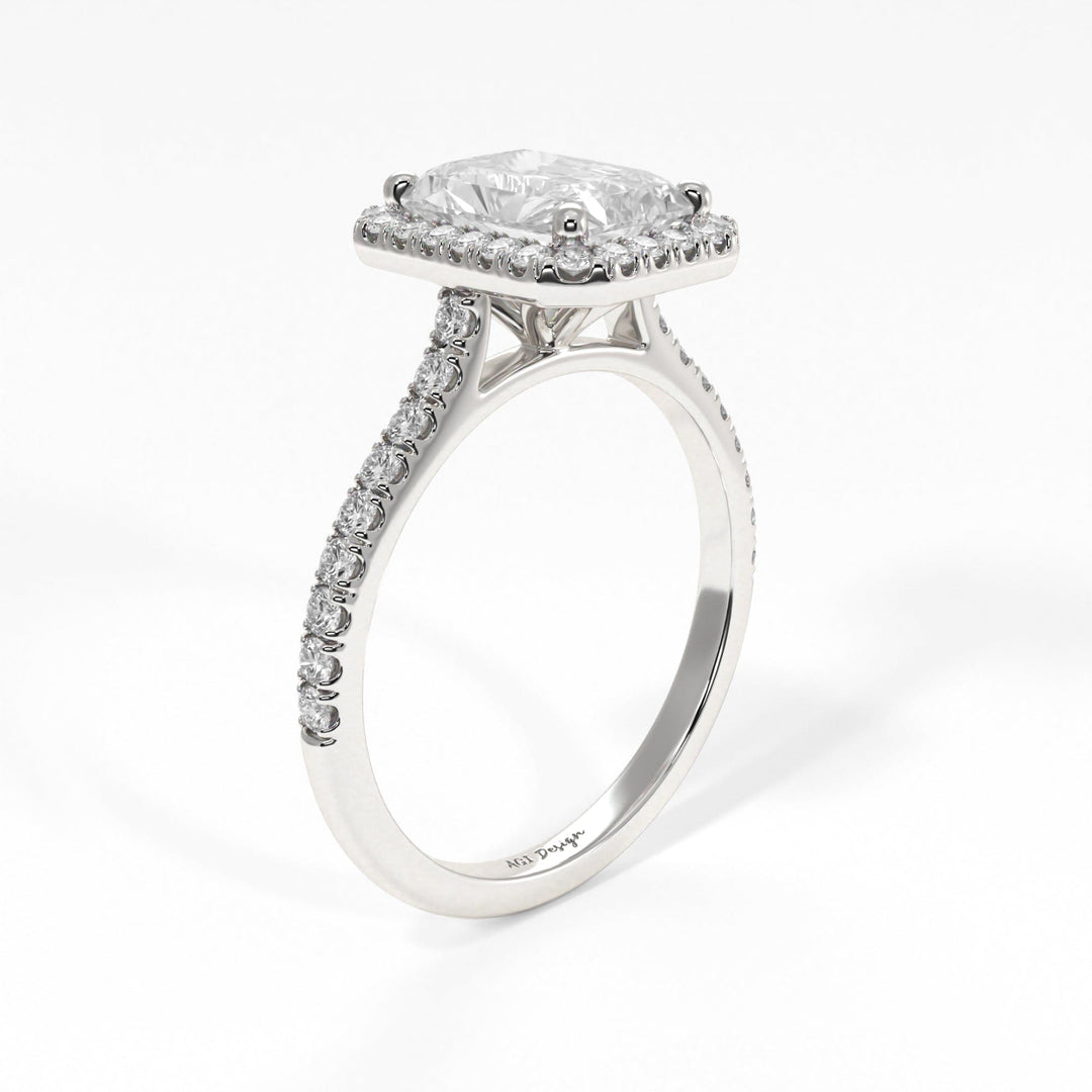 AGI Design Victoria Radiant/Emerald Lab Created Diamond Engagement Ring