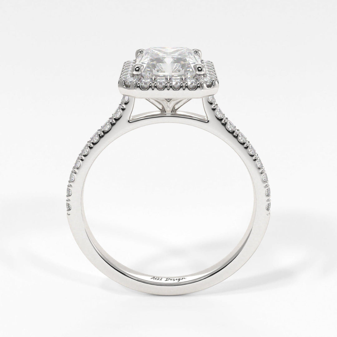 AGI Design Victoria Radiant/Emerald Lab Created Diamond Engagement Ring