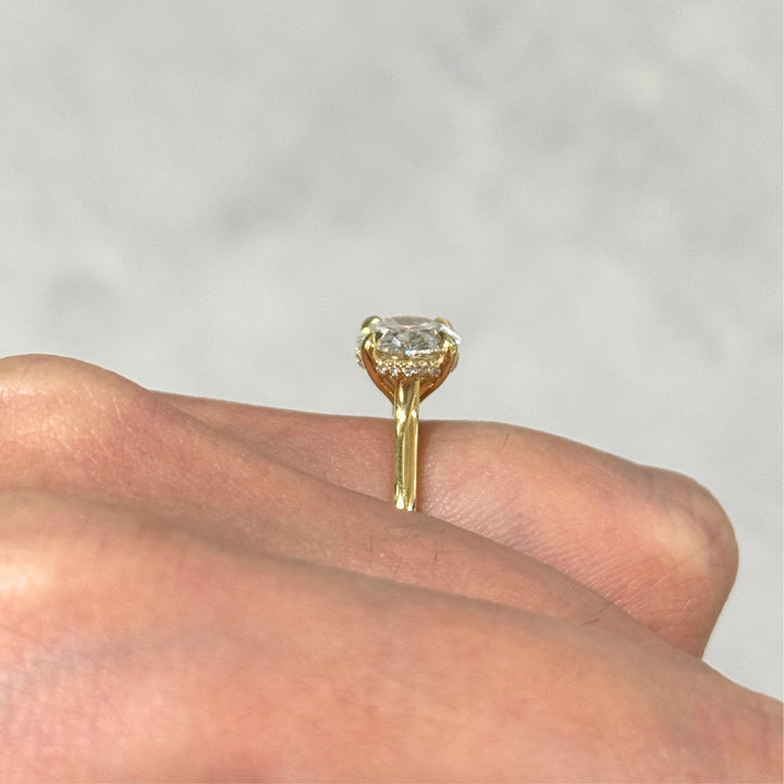 AGI Design Zari East-West Oval Lab Created Diamond Engagement Ring