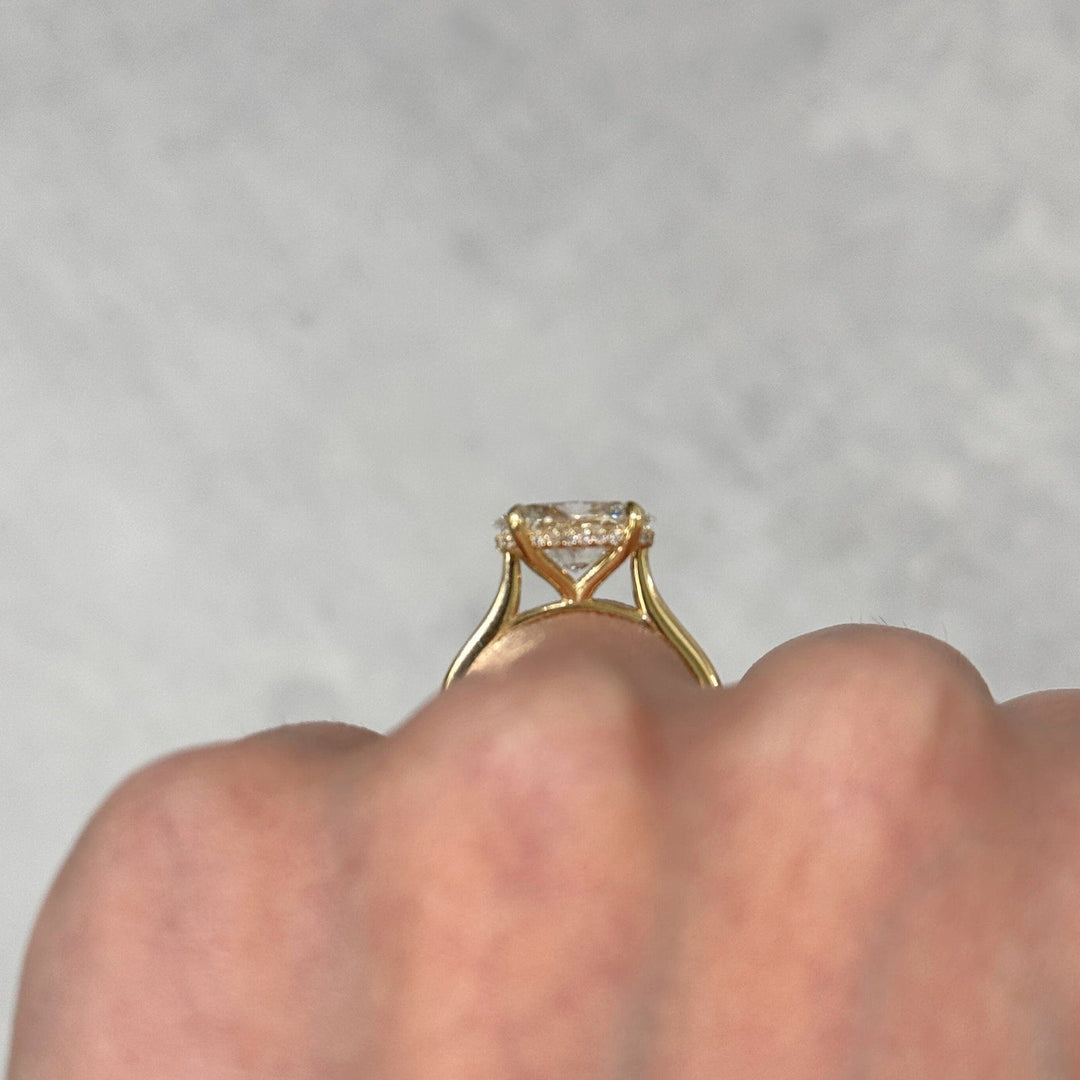 AGI Design Zari East-West Oval Lab Created Diamond Engagement Ring