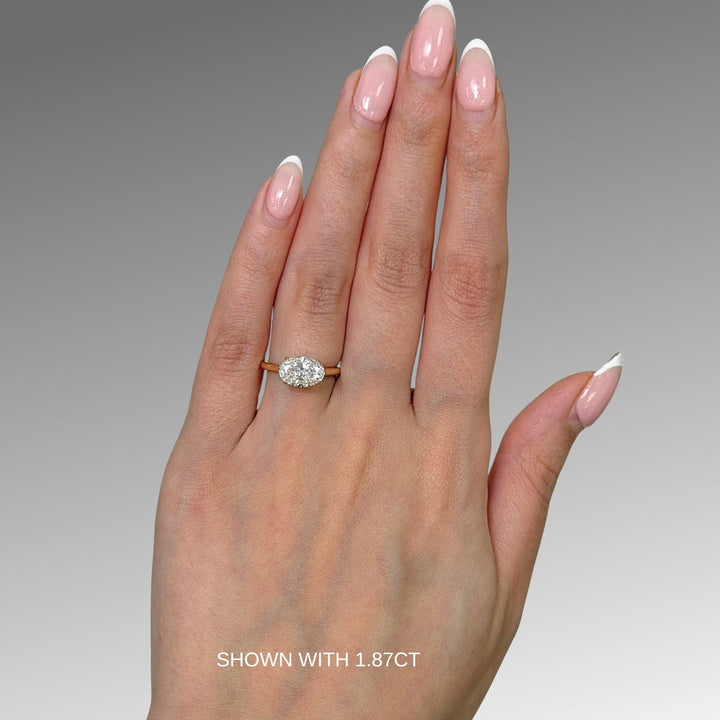 AGI Design Zari East-West Oval Lab Created Diamond Engagement Ring