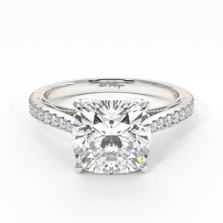 AGI Design Zoe Cushion Cut Lab Created Diamond Engagement Ring