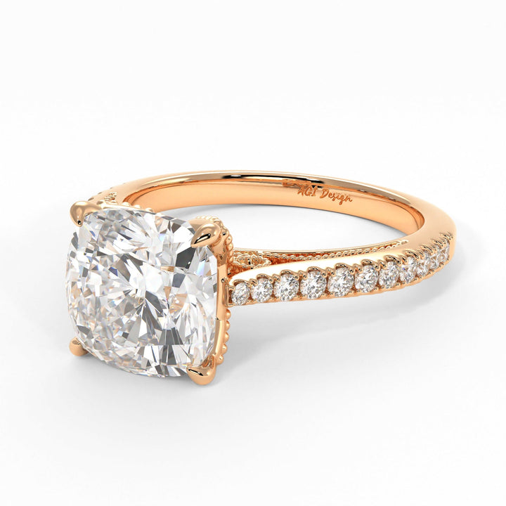 AGI Design Zoe Cushion Cut Lab Created Diamond Engagement Ring