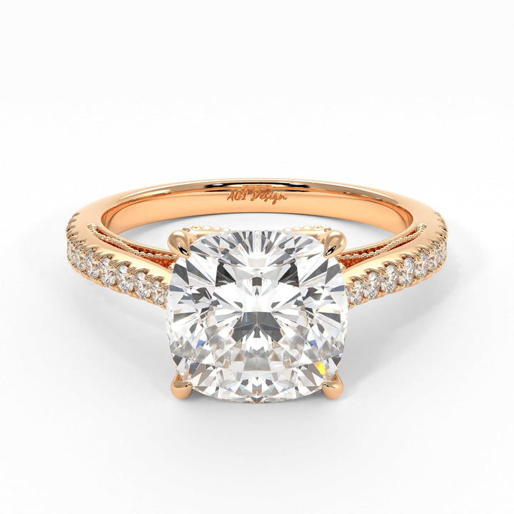 AGI Design Zoe Cushion Cut Lab Created Diamond Engagement Ring