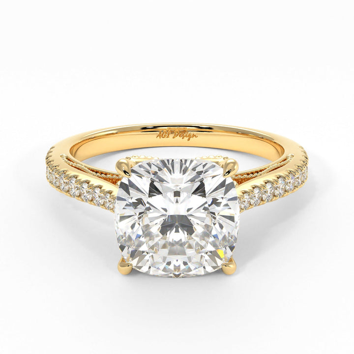 AGI Design Zoe Cushion Cut Lab Created Diamond Engagement Ring