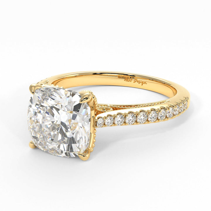 AGI Design Zoe Cushion Cut Moissanite Engagement Ring