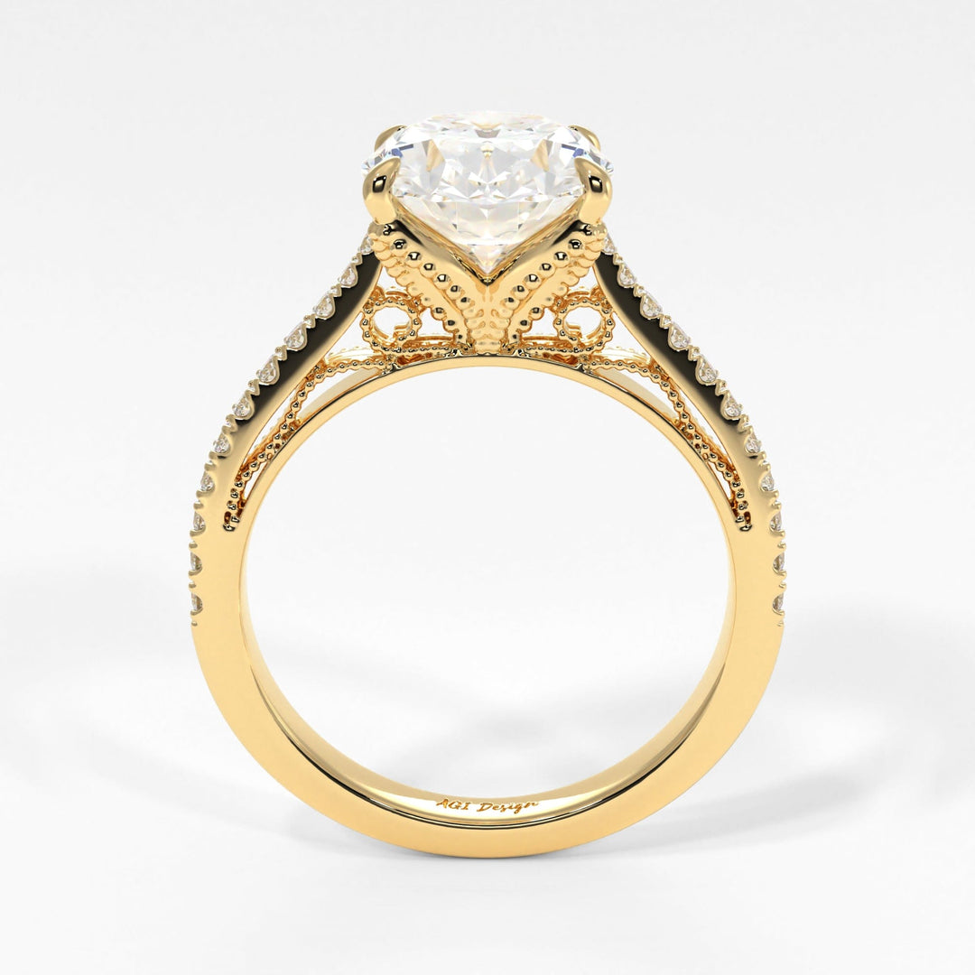 AGI Design Zoe Oval Lab Created Diamond Engagement Ring