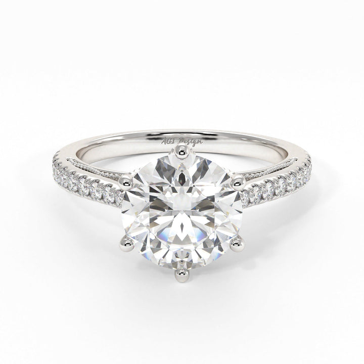 AGI Design Zoe Round Lab Created Diamond Engagement Ring