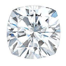 Square cushion cut colorless moissanite