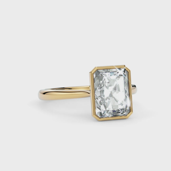 Rachel Radiant Moissanite Bezel Engagement Ring