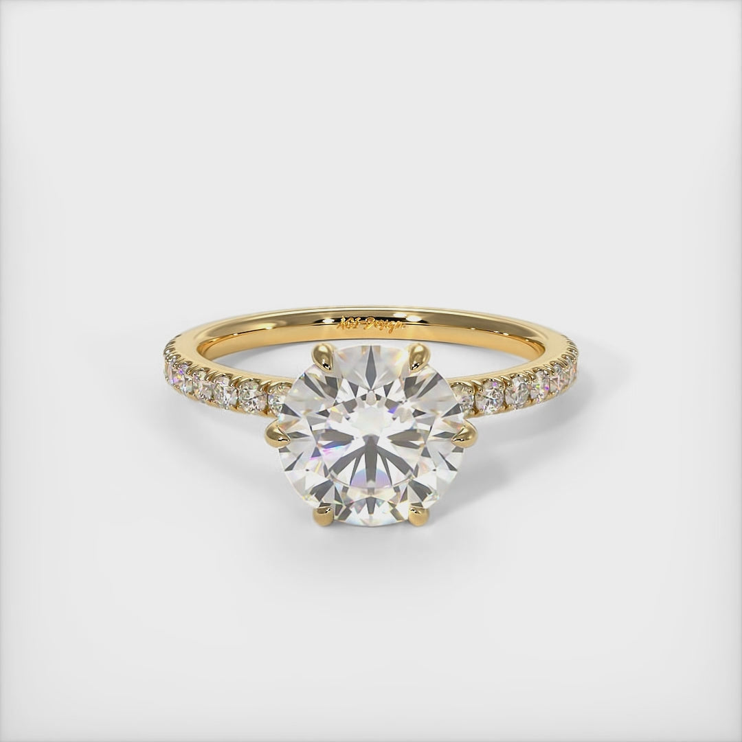 Rada Round Lab Created Diamond Engagement Ring
