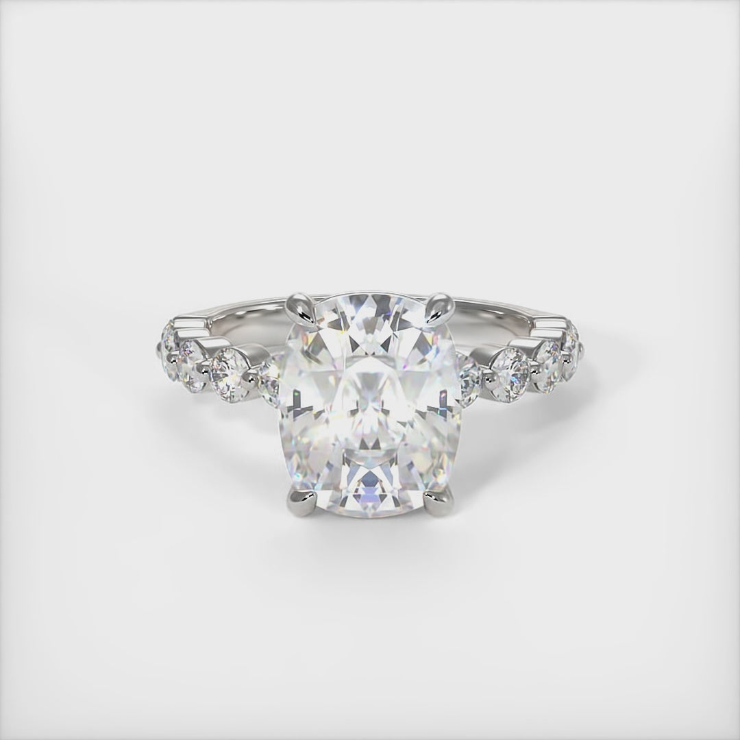 Samantha Elongated Cushion Cut Lab Created Diamond Engagement Ring