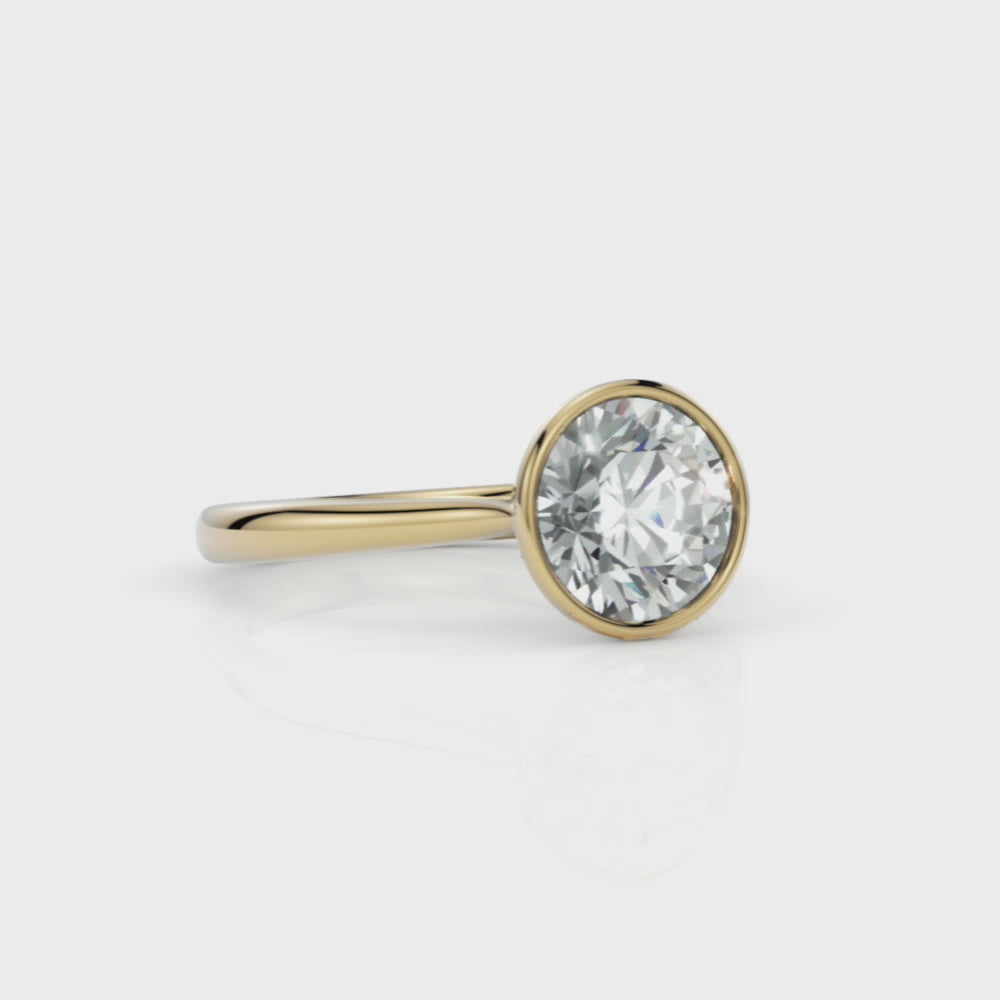 Rachel Round Moissanite Bezel Engagement Ring