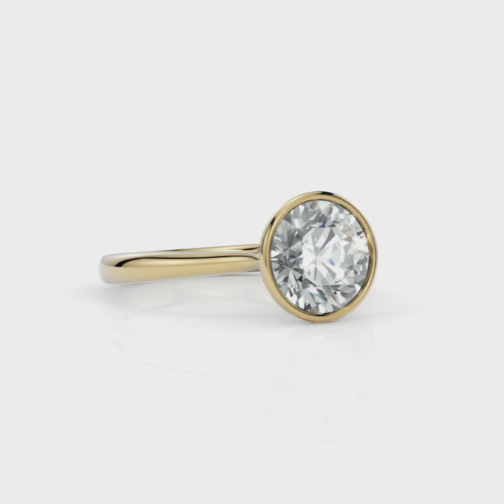 Rachel Round Moissanite Bezel Engagement Ring