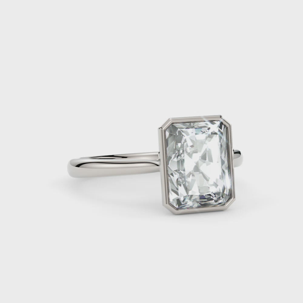 Rachel Radiant Lab Created Diamond Bezel Engagement Ring