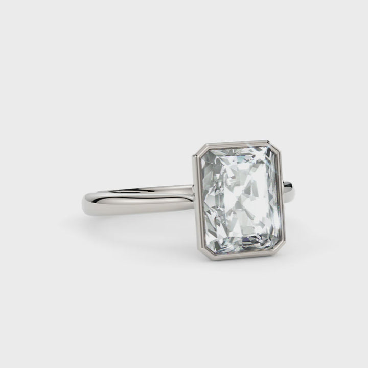 Rachel Radiant Lab Created Diamond Bezel Engagement Ring