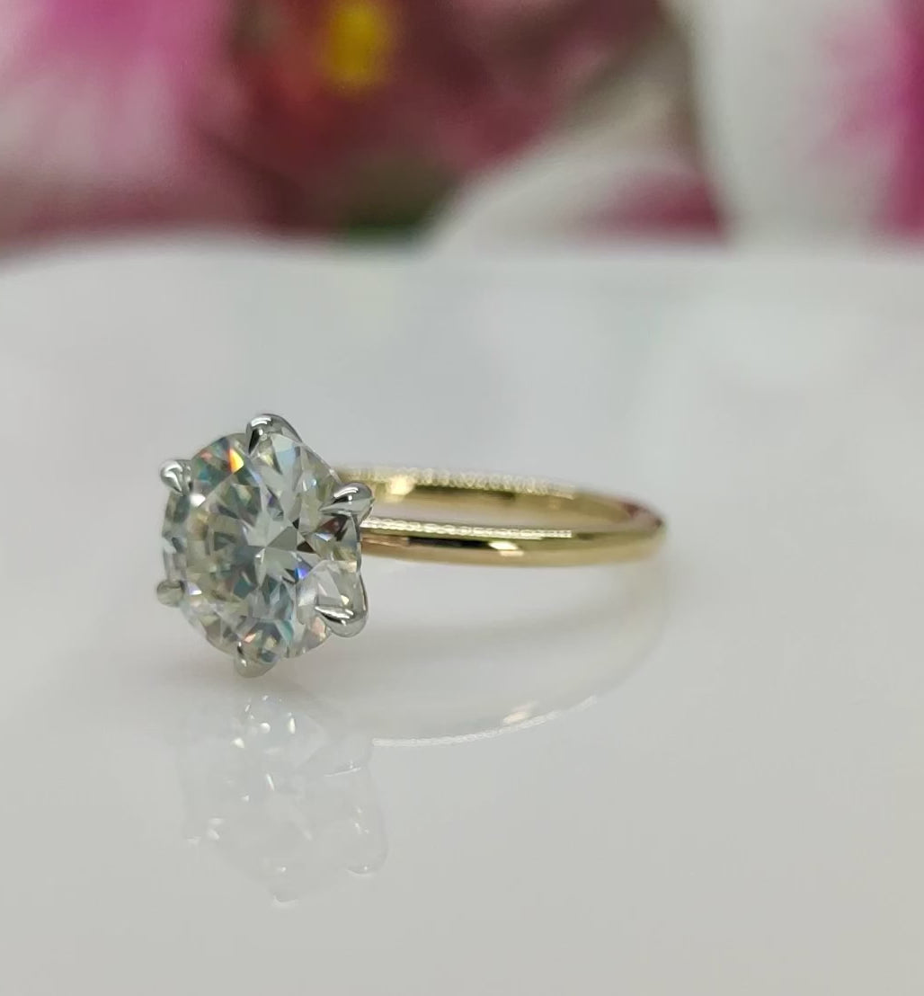 Eva Round Lab Created Diamond Engagement Ring
