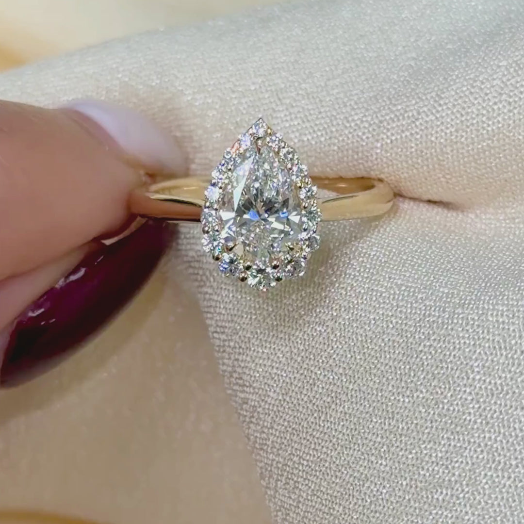 Ready to Ship  Andrea 1.02ct Pear Shape Lab Diamond D/VVS2  Engagement Ring in 14k Yellow Gold