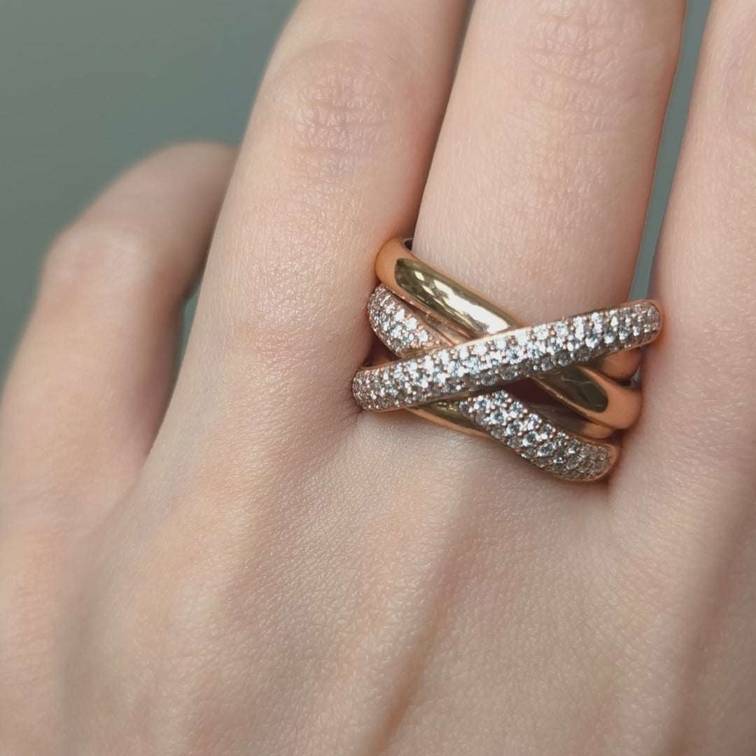 Ready to Ship  14K Rose Gold Pave Twist Ring