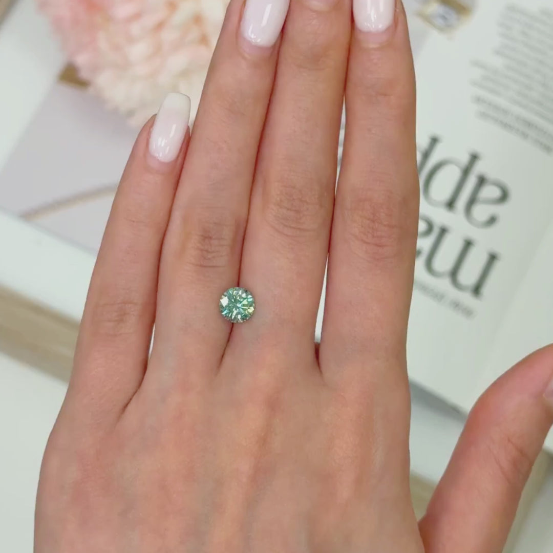 7mm ( DEW 1.2ct) round aqua-teal moissanite