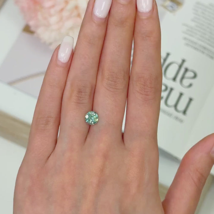7mm ( DEW 1.2ct) round aqua-teal moissanite