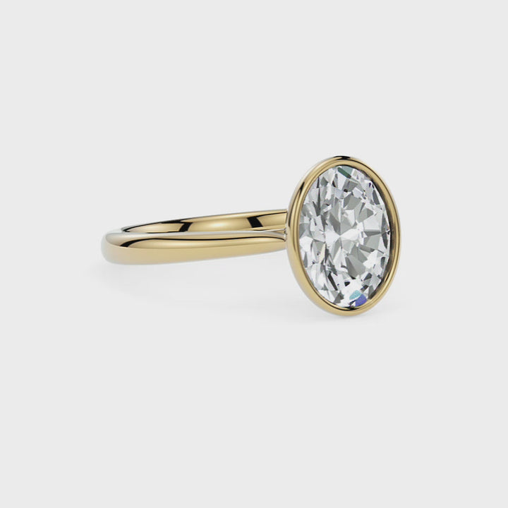 Rachel Oval Moissanite Bezel Engagement Ring