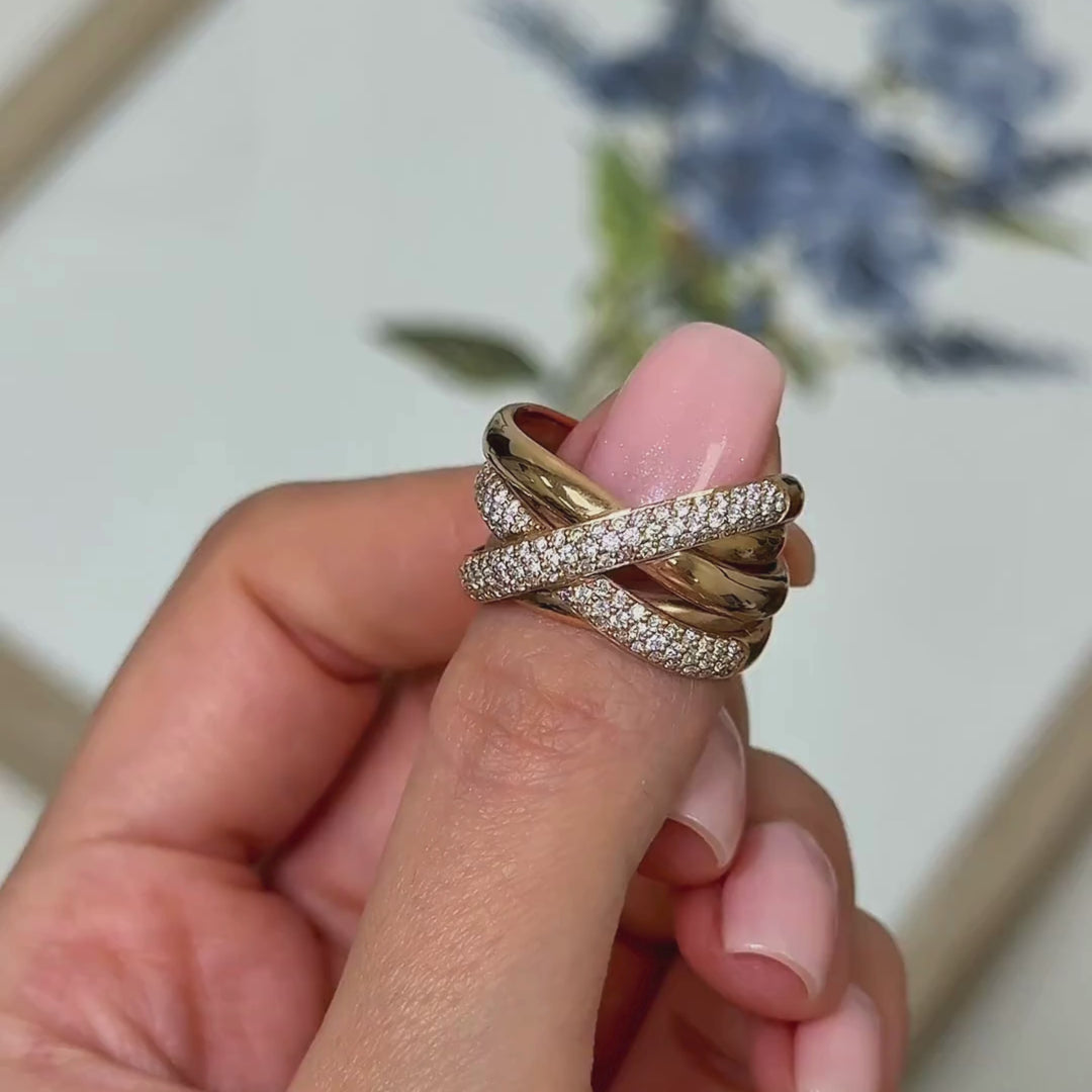 Ready to Ship  14K Rose Gold Pave Twist Ring