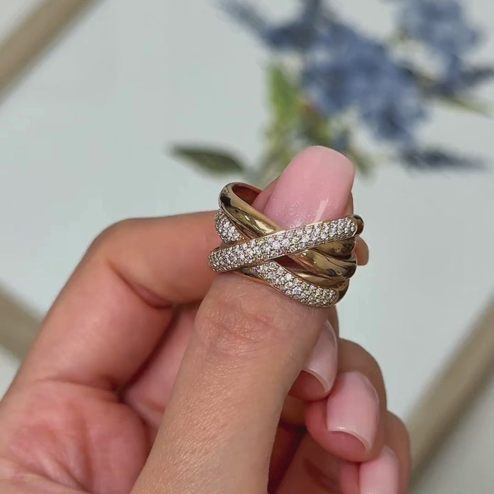 Ready to Ship  14K Rose Gold Pave Twist Ring
