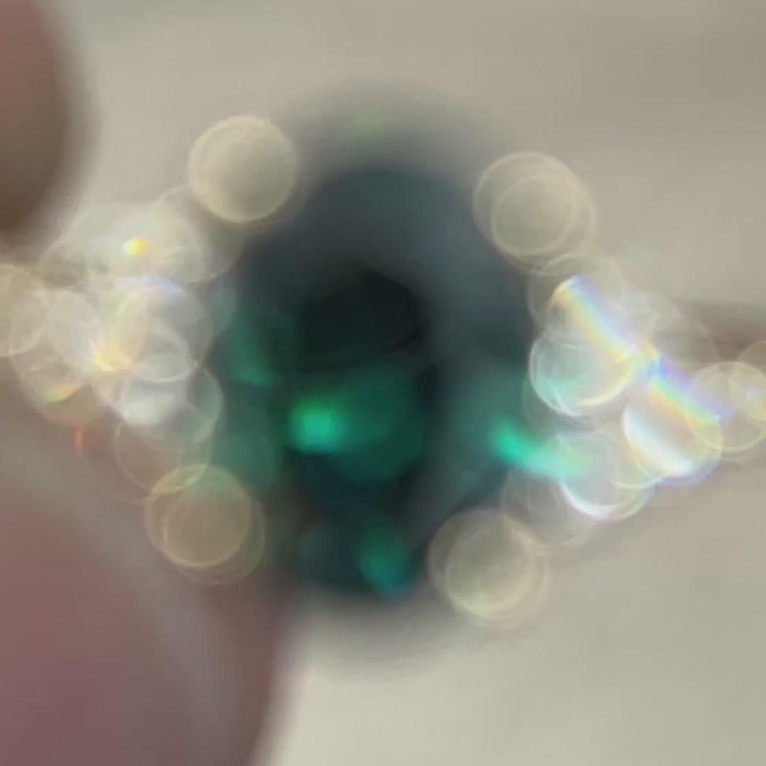 Olivia Oval Green moissanite Engagement Ring