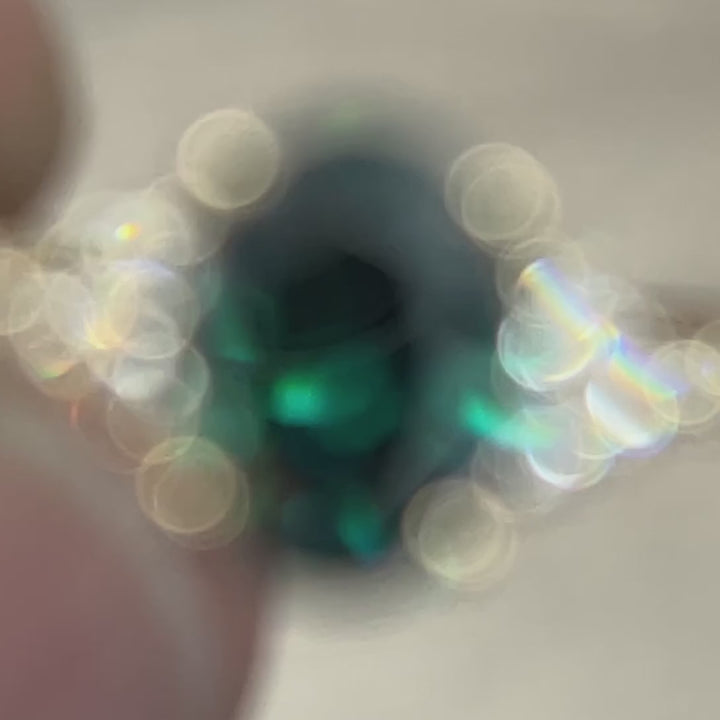 Olivia Oval Green moissanite Engagement Ring