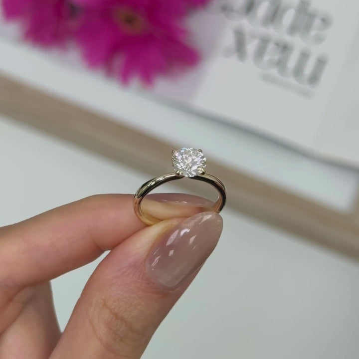 Ready to Ship Stacey 1.3ct Round  Lab Diamond H/VVS2 Engagement Ring in 14k Yellow Gold