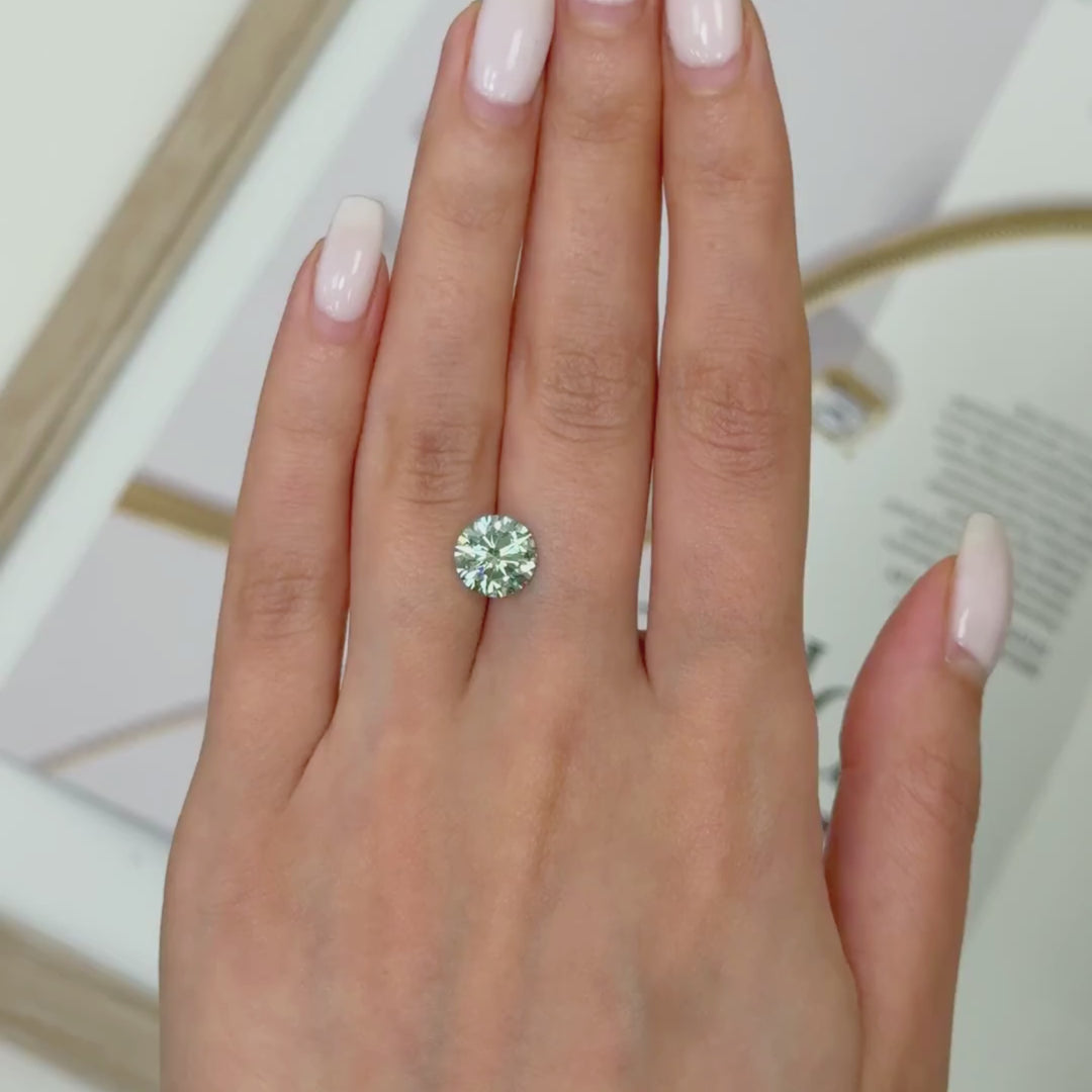 9mm ( DEW 3ct) round aqua-teal moissanite