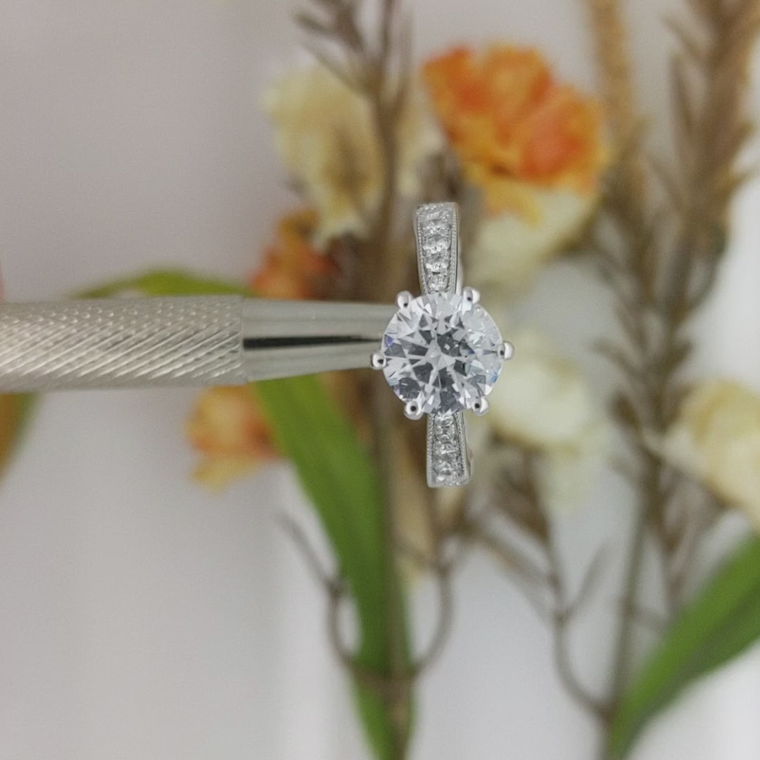 Melody Round Lab Created Diamond Engagement Ring