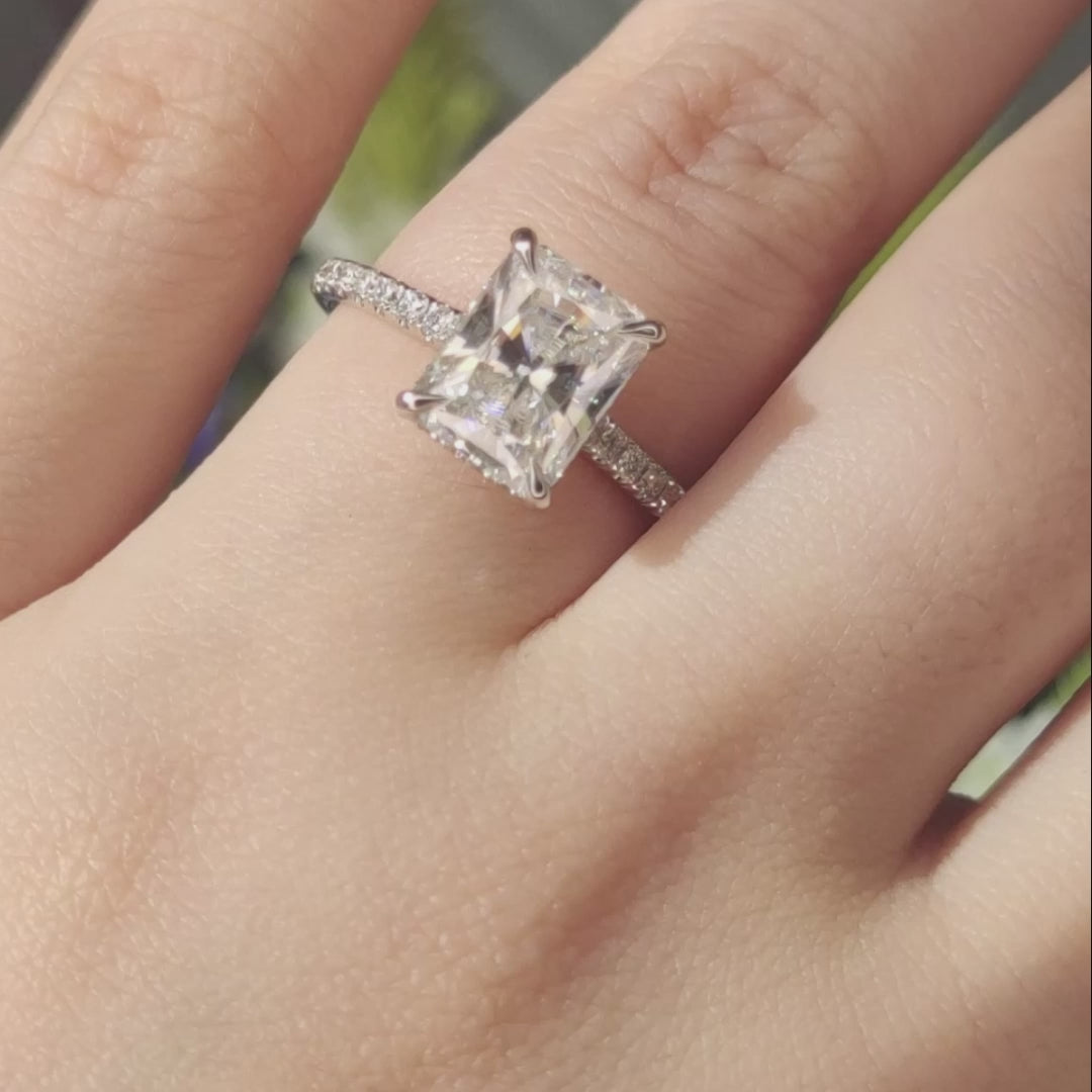 Doris Radiant/Emerald  Moissanite Engagement Ring