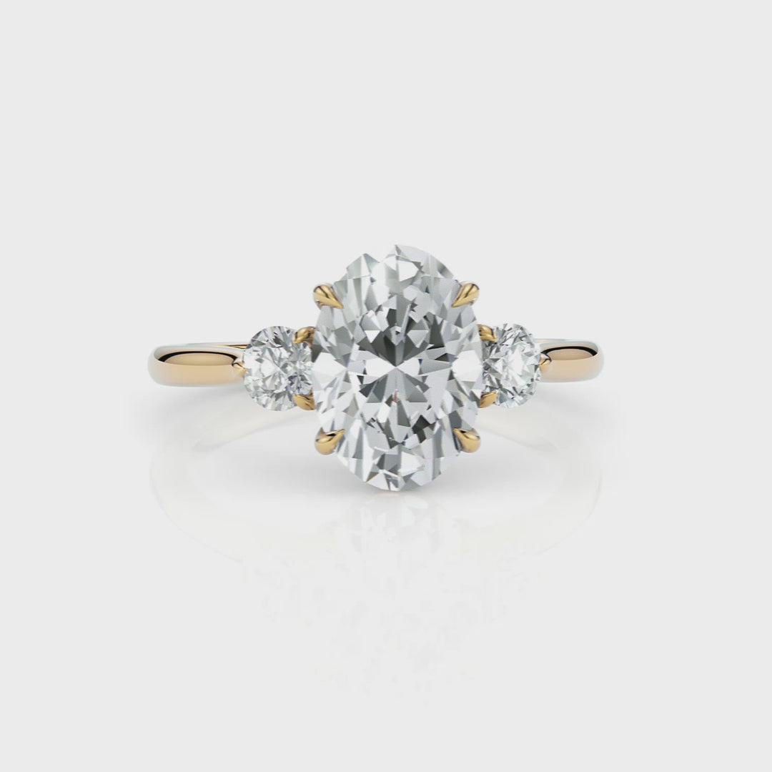 Lucy Oval Moissanite with Round Lab Diamonds Engagement Ring