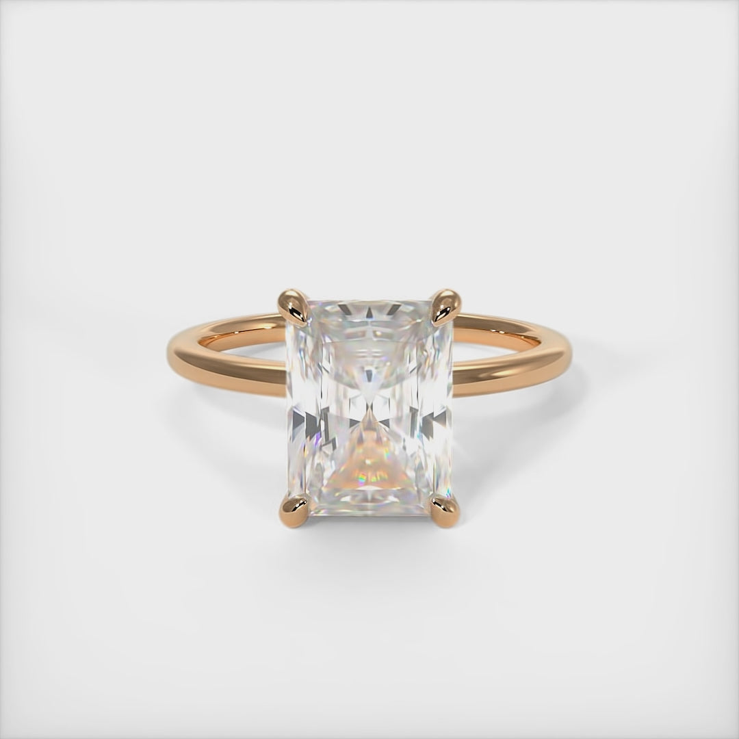 Jade Radiant/Emerald Lab Created Diamond Engagement Ring