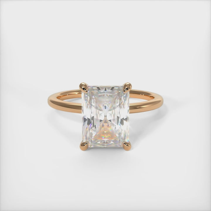 Jade Radiant/Emerald Lab Created Diamond Engagement Ring