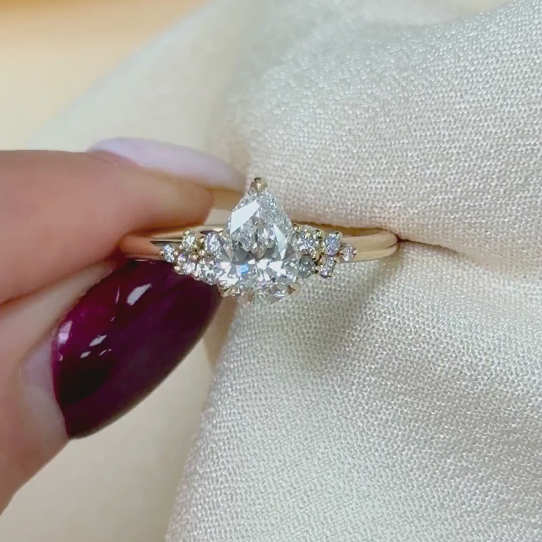 Ready to Ship  Cynthia 1.03ct Pear Shape Lab Diamond D/VVS2  Engagement Ring in 14k Yellow Gold