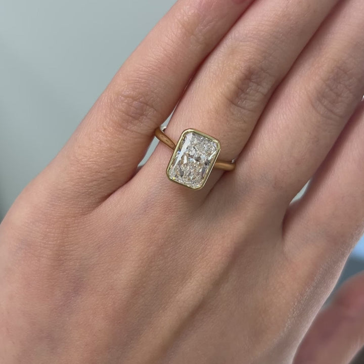 Rachel Radiant Lab Created Diamond Bezel Engagement Ring