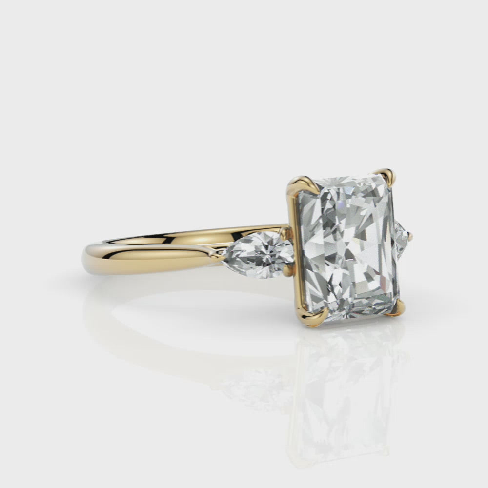 Laura Radiant/Emerald Moissanite and Pear Shape Lab Diamonds Engagement Ring