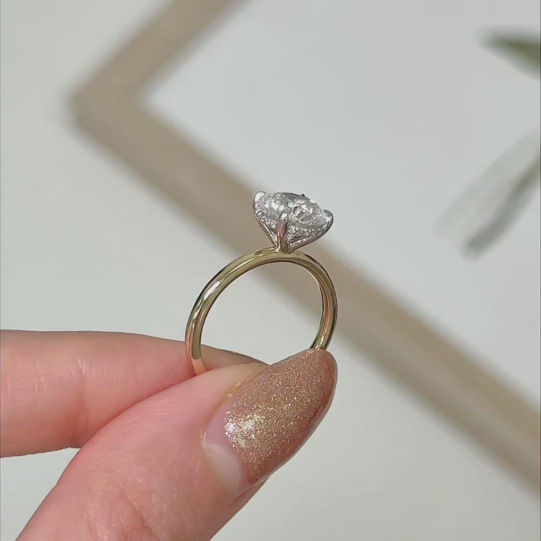 Ready to Ship  Jade 2.36ct E/VVS2 Round Lab Diamond Engagement Ring in 14k Two Tone Gold